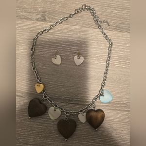 Hearts necklace and earrings set